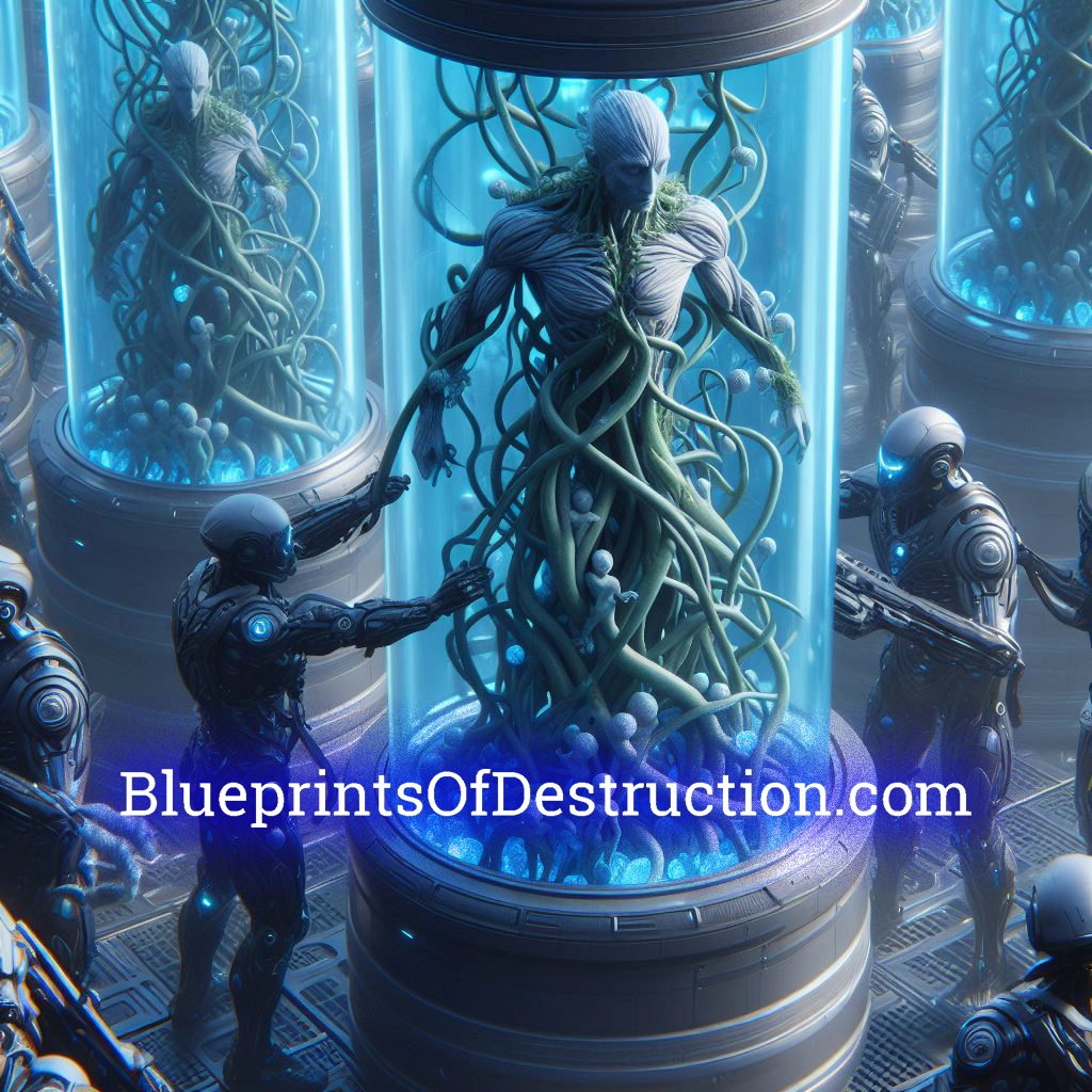 Creature in a medical tank being repaired by Kuma'an Infiltration