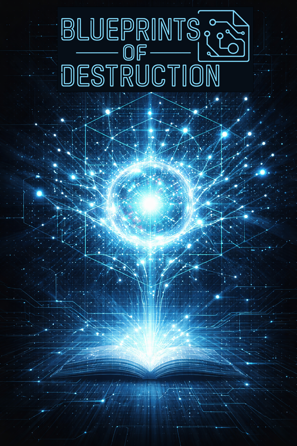 An abstract idea stemming from a book, futuristic nodes in the background