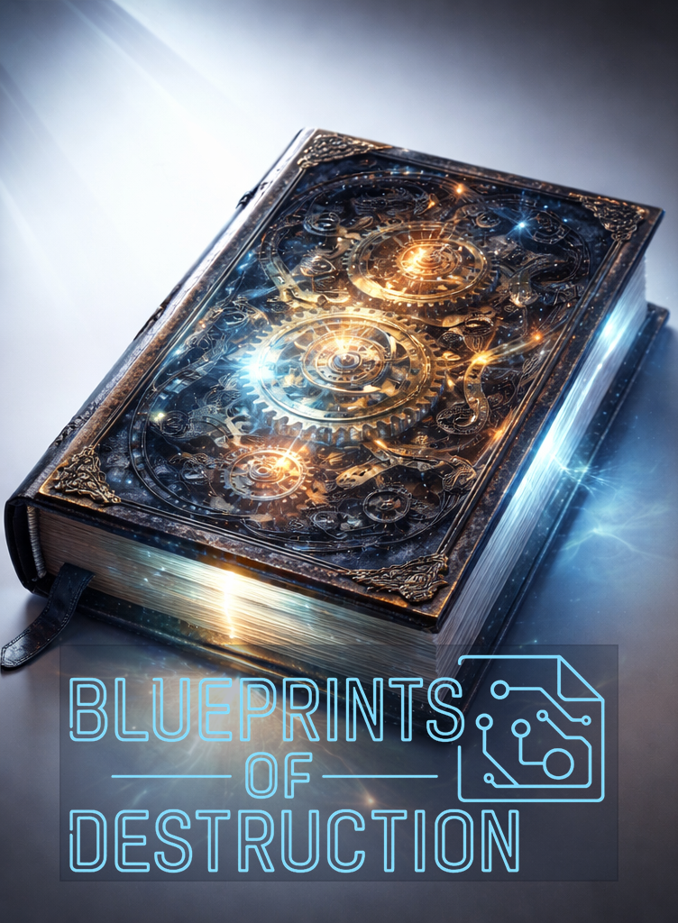 A book with gears underneath a transparent cover emits light from the closed pages. A book with gears underneath a transparent cover emits light from the closed pages.