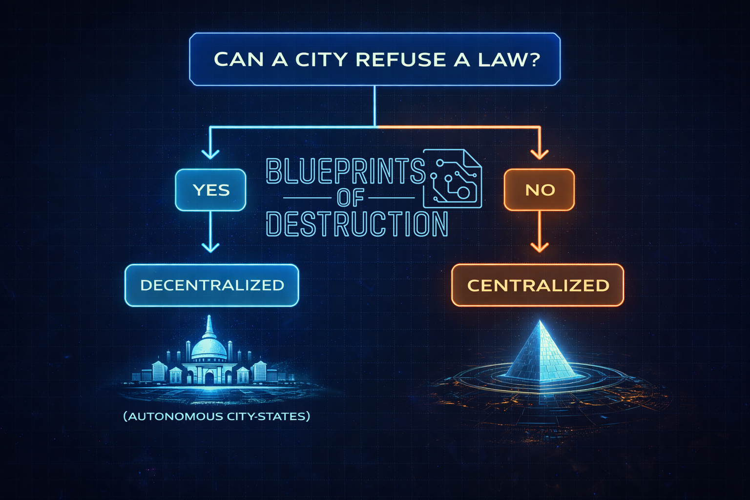 A flow chart between central versus lateral government