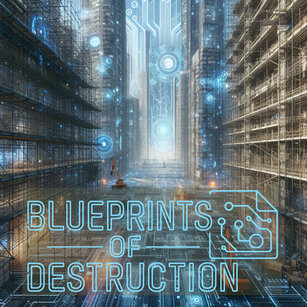 a city, being constructed with scaffolding and cybernetics 