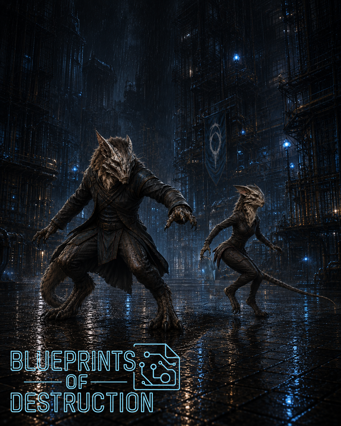 Male and female gler'rog species concept art