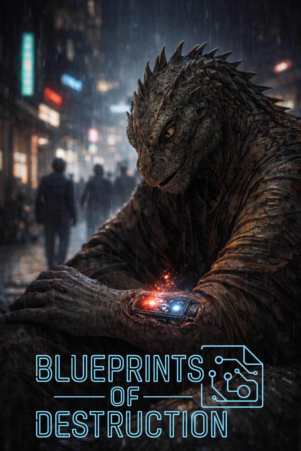 A krimtchar looks down at his arm, watching his LifeLink slowly flicker out