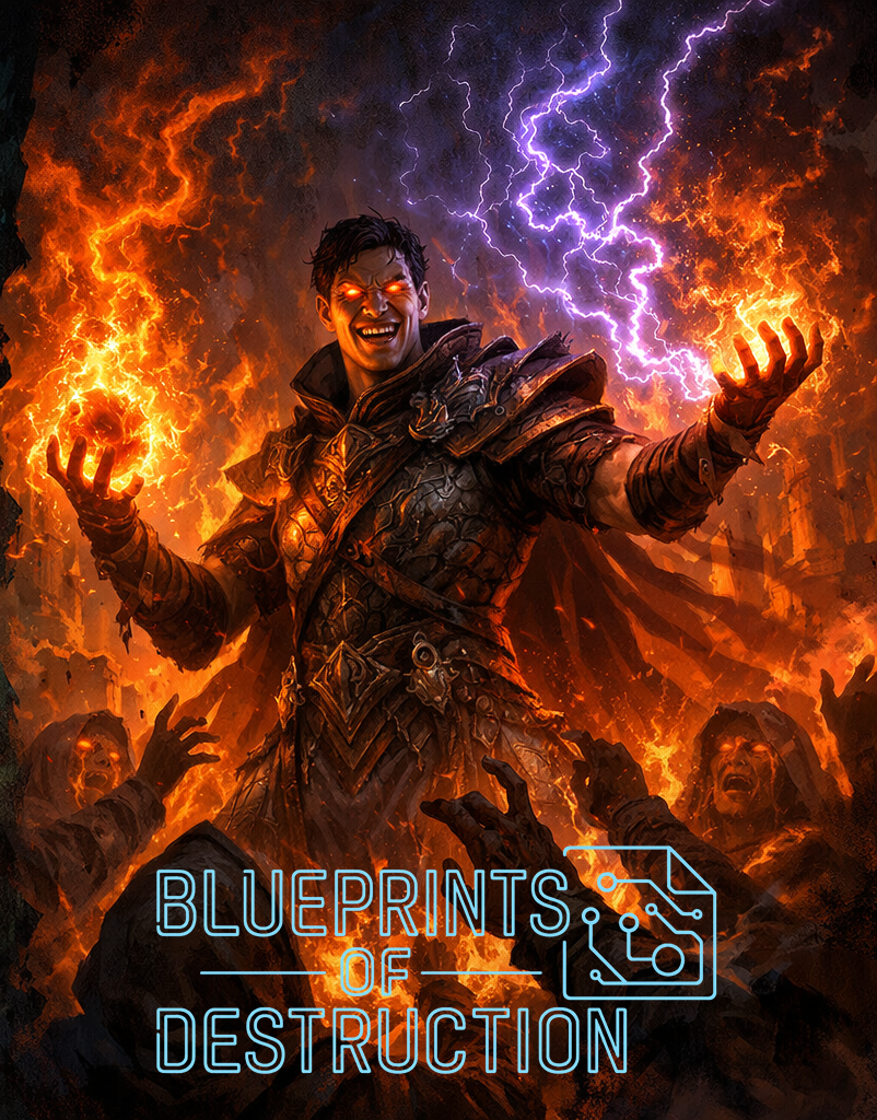 A man stands over a crowd, crackling lightning coming from his hands, his eyes alight with power.