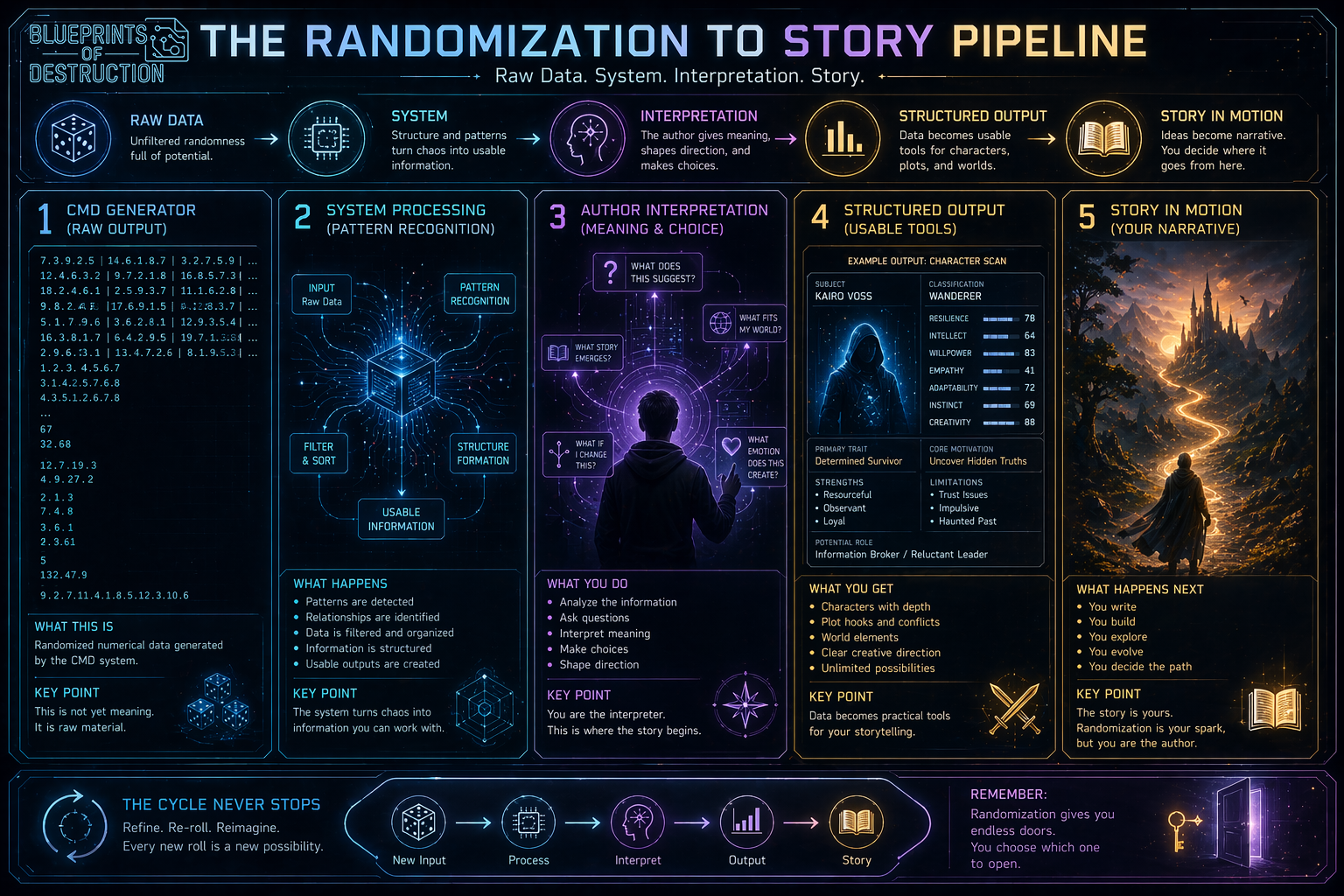 An infographic showing how to start a story when you don't know where to begin. An infographic showing how to start a story when you don't know where to begin.