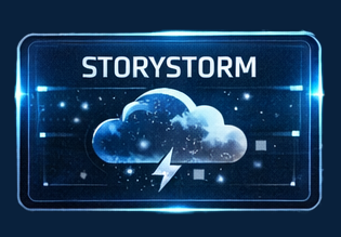 An icon that reads "storystorm" with iconography of a cloud and lightning bolt.