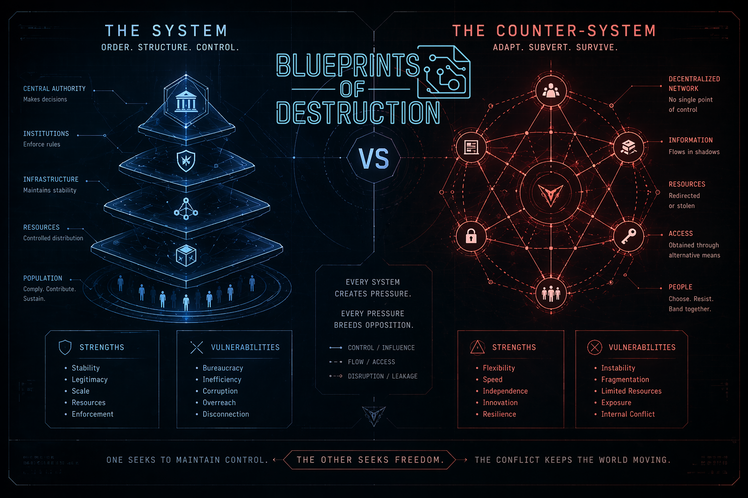 An image that shows what both the system and the counter-system provide.