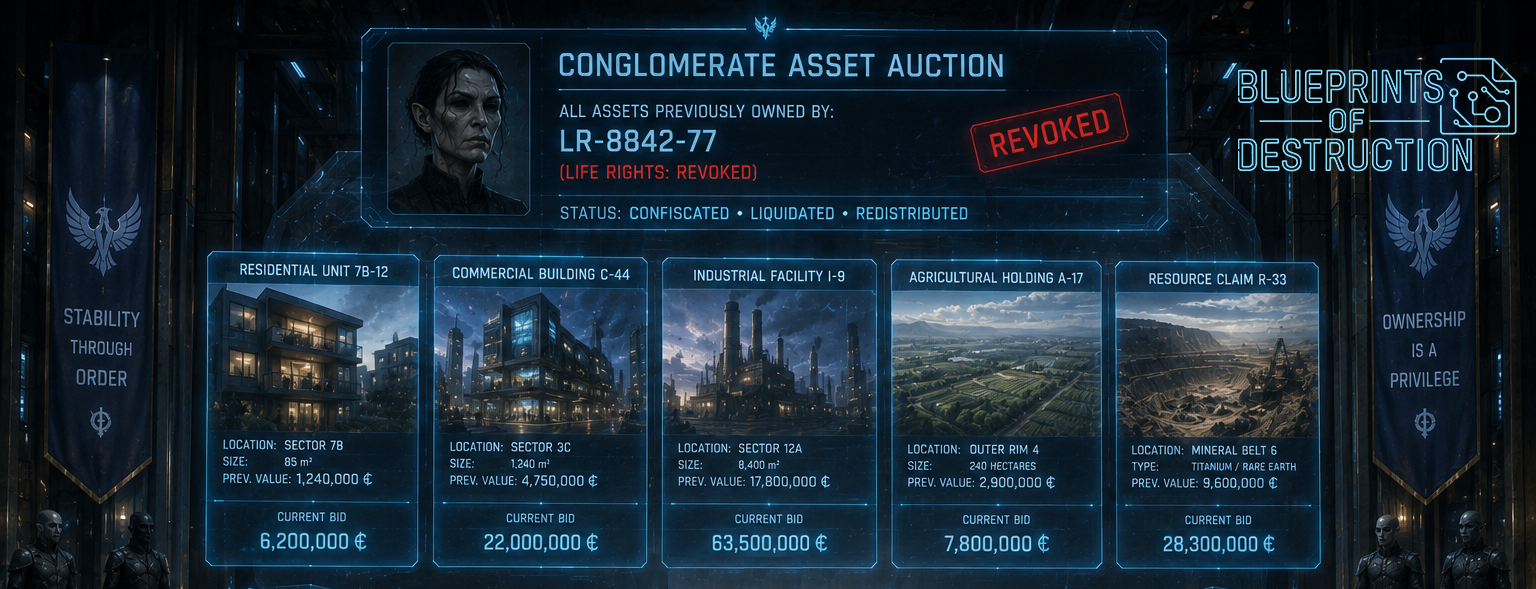 An image with separate cards showing assets revoked from a citizen. An image with separate cards showing assets revoked from a citizen.