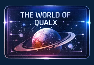 An icon that reads "The World of Qualx" with iconography of a planet