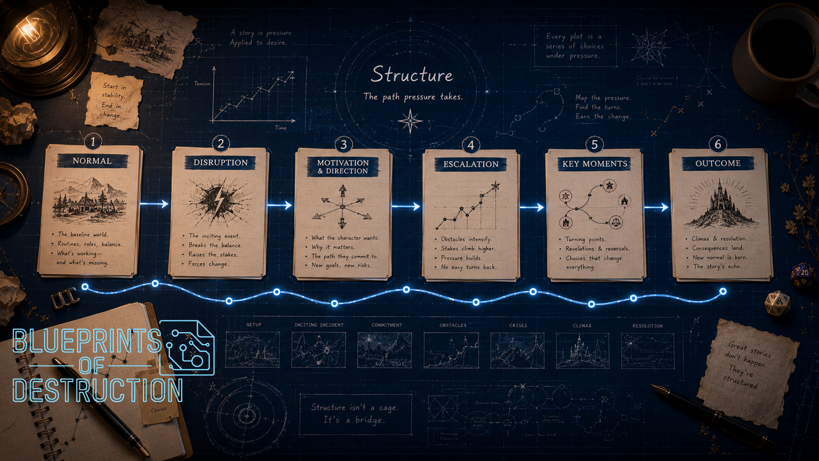 An image showing how structure forms a story. An image showing how structure forms a story.